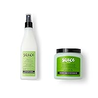 SAUCE BEAUTY Guacamole Whip Hair Mask & Tzatziki Taming Spray - Deep Conditioning Hair Mask & Leave In Conditioner Spray - Taming & Smoothing for Frizzy Hair