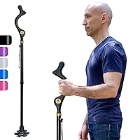 Walking Cane Foldable for Men & Women Seniors for Balance,Self Standing Folding Cane,Height Adjustable Anti-Slip Lightweight Alloy Walking Stick Collapsable for Travel Mobility Aid