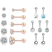 Jewelry for Women Men Silver Stainless Steel Jewelry Piercing Earrings Belly Button Ring Set…