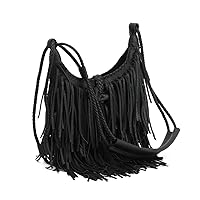 Vintage Fringe Hobo Bag for Women Black Fringe Purse Fringe Satchel Tassel Bag Fringe Shoulder Bag