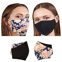 New Adult Unisex Dual-Purpose Facemask Printed Washable Reusable 4 Layers Breathable Facemask (Navy)