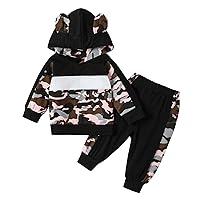 New Born Present Toddler Boys Long Sleeve Camouflage Hoodie T Shirt Tops Pants Outfits New Born Boy (Pink, 3-6 Months)
