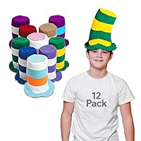 Stove Pipe Hats - Party Hats for Adults – Felt Top Hat – Bulk Assorted Color Group Costume Hats – 12 Pack – Funny Party Hats