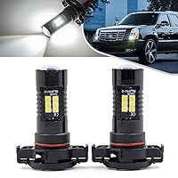 NSLUMO 5202 5201 Led Daytime Running Light Bulbs for 2007-2014 Cadillac CTS Escalade Super Bright 6000K Xenon White PS19W PS24W DRL Lamp Bulbs Replacement Canbus(Pack of 2)