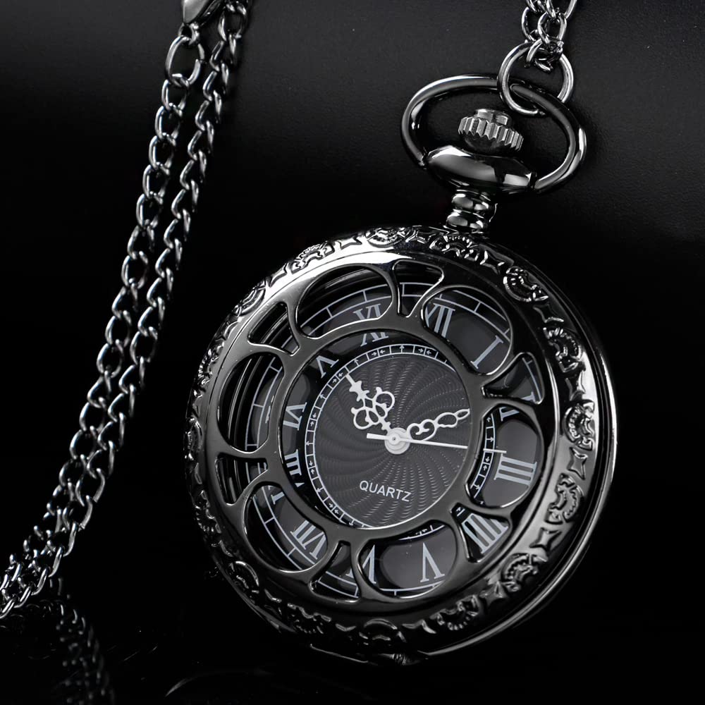 Alwesam Smooth Quartz Pocket Watch Roman/Arabic Numerals for Birthdays Xmas Best Gifts