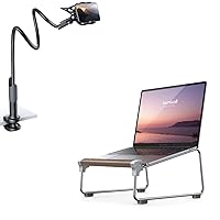 Lamicall Gooseneck Phone Holder and Wooden Laptop Stand