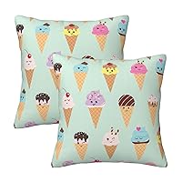 Ice Cream Cones Print Throw Pillows Covers,Couch Sofa Pillow Cases,Zipper Bedding Pillow Cases for Home