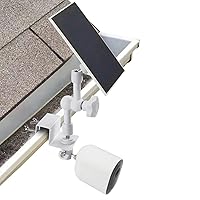 2-in-1 Weatherproof Gutter Mount for Arlo Solar Panel and Arlo Pro/Arlo Pro 2/Arlo Pro 3/Arlo Pro 4/Arlo Ulra Security Camera, Perfect Angle to Get Adequate Sunlight - White