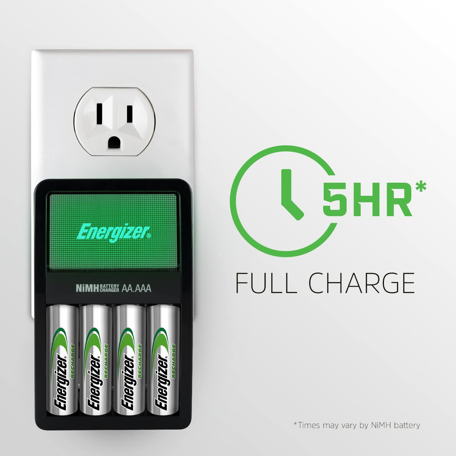 Energizer Rechargeable AA and AAA Battery Charger (Recharge Value) with 4 AA NiMH Rechargeable Batteries