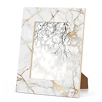 Golden White Marble Texture Wood Picture Frames Fits 5X7 Inch Photos.With Hooks and Brackets, Can be Displayed Vertically or Horizontally on Table or Wall,2 packs