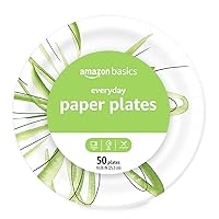 Amazon Basics Everyday Paper Plates, 10 Inch, Disposable, 50 Count