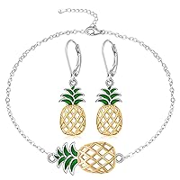 S925 Sterling Silver Pineapple Earrings Anklet for Women