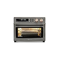Infrared Heating Air Fryer Toaster Oven, Extra Large Countertop Convection Oven 10-in-1 Combo, 6-Slice Toast, Enamel Baking Pan Easy Clean with Recipe Book, Black Matte Stainless Steel