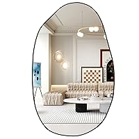 Irregular Wall Mirror, Asymmetrical Mirror Large Unique Vanity Body Mirror Black Bathroom Wall Mounted Mirror 33.5