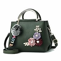3D Floral Satchel Bag Womens Handbags Faux Leather Medium Tote Bags Top Handle Handbag Crossbody Bag Shoulder Bag
