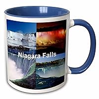 Niagara Falls Collage-Two Tone Blue Mug, 1 Count (Pack of 1), Multicolored