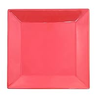 CAC China KC-8-R Color Arts 8-Inch Stoneware Square Plate, Red, Box of 24
