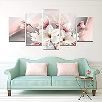 yj_art Blush Pink Flower Picture Wall Art Decor Canvas Wall Art Print Floral Paintings Decoration for Bedroom Living Room (Overall Size: 40''W x 20''H)