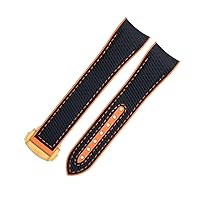 21mm Soft FKM Fluororubber Nylon Texture Full Rubber Watch Band Fit For Omega Strap For 43.5mm Dial Seamaster 600 Wristband Fold Buckle