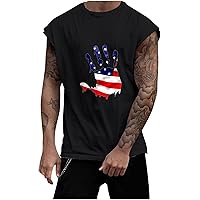 Mens Independence Day Print Tank Top Patriotic Shirts Workout Vest Stylish Sleeveless Summer Tops Muscle Fit T-Shirt