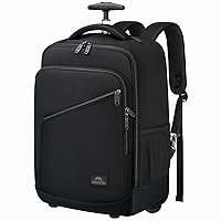 MATEIN Underseat Carry On Luggage with Wheels, 17 inch Rolling Backpack Travel Laptop Backpack for Men Women, Water Resistant Wheeled Backpack Airline Approved Roller Bag, Traveler Gifts, Black