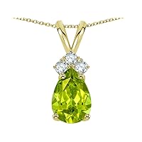 Solid 14k Gold Classic Pear Shape 8x6mm Rabbit Ear Pendant Necklace