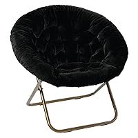 Milliard Cozy Chair/Faux Fur Saucer Chair for Bedroom/X-Large (Black)