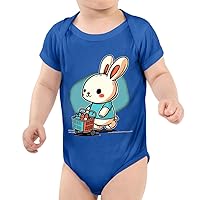Rabbit Design Baby Jersey Onesie - Graphic Baby Bodysuit - Bunny Baby One-Piece