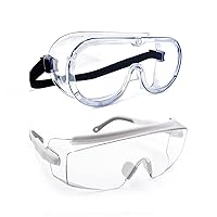 Safety Glasses for Men and Women, Lightweight Work Glasses with Adjustable Frames and No-Slip Grips, Anti Fog Safety Glasses