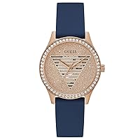 GUESS Ladies 38mm Watch - White Strap White Dial Gold Tone Case