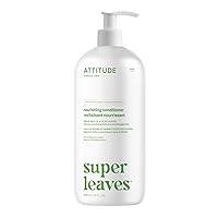 ATTITUDE Nourishing Hair Conditioner, For Dry and Damaged Hair, Naturally Derived Ingredients, Vegan Detangler, Dermatologically Tested, Grapeseed Oil and Olive Leaves, 32 Fl Oz