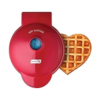 DASH Mini Waffle Maker Machine for Individuals, Paninis, Hash Browns, & Other On the Go Breakfast, Lunch, or Snacks, with Easy to Clean, Non-Stick Sides, Red Heart 4 Inch