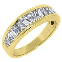 14k Yellow Gold Mens Invisible Set Princess & Baguette Diamond Ring 1.81 Carats