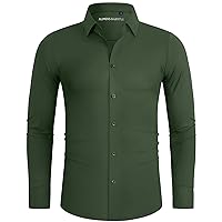 Alimens & Gentle Men's Dress Shirts 16-Way Stretch Slim Fit Long Sleeve Button Down Shirts Wrinkle Free Traveler Shirts