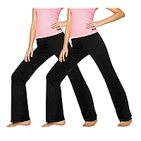 No Nonsense Lounge Yoga Pants Black Flared Cotton Leggings, 32.5” Inseam, Wide Waistband, No Show Coverage, Relaxed Flare Leg