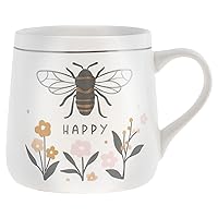 Karma, 18 oz Ceramic Flora Mug - Cute Coffee and Tea Mug - Ceramic Coffee Mugs for Women and Men, Bee