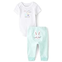 The Children's Place unisex-baby And Newborn My First Easter Short Sleeve Top and Bottom 2-piece SetShirt