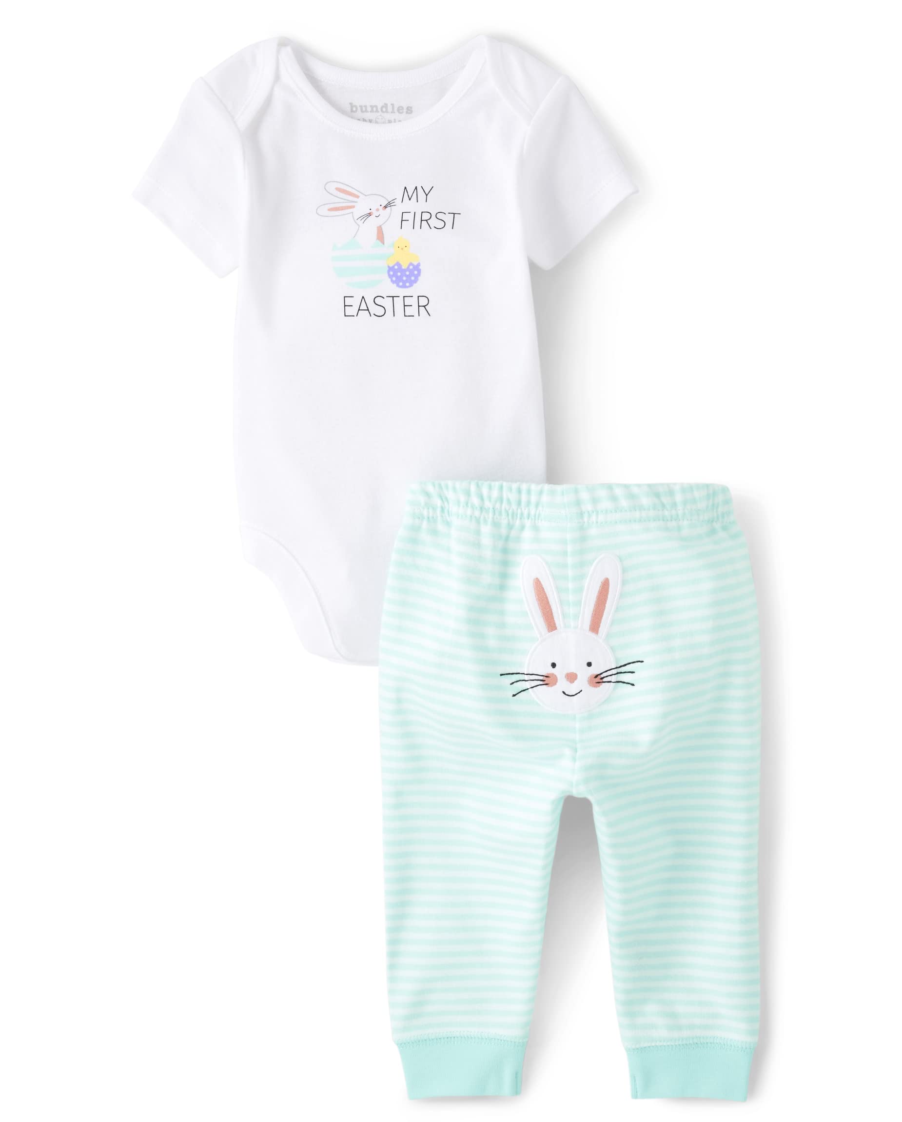The Children's Place unisex-baby And Newborn My First Easter Short Sleeve Top and Bottom 2-piece Set