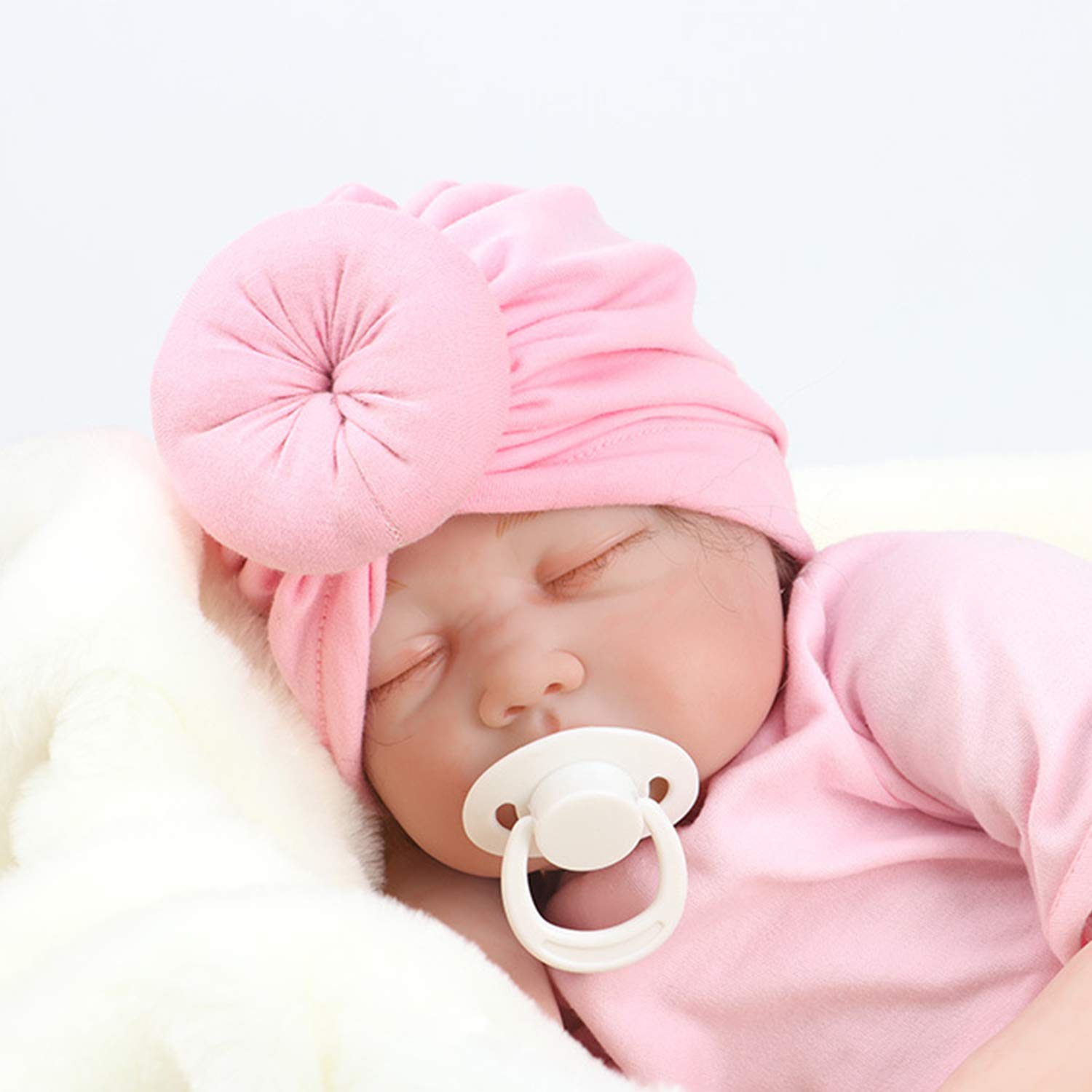 DRESHOW BQUBO Baby Turban Hats Turban Bun Knot Baby Infant Beanie Baby Girl Soft Cute Toddler Cap