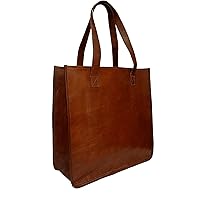 Karnis Craft - Women's Handmade Genuine Goat Leather Tote Bag Travel Handbag,Tote Bag For Work | Brown Tote Bag For women Big Size Stylish, Brown