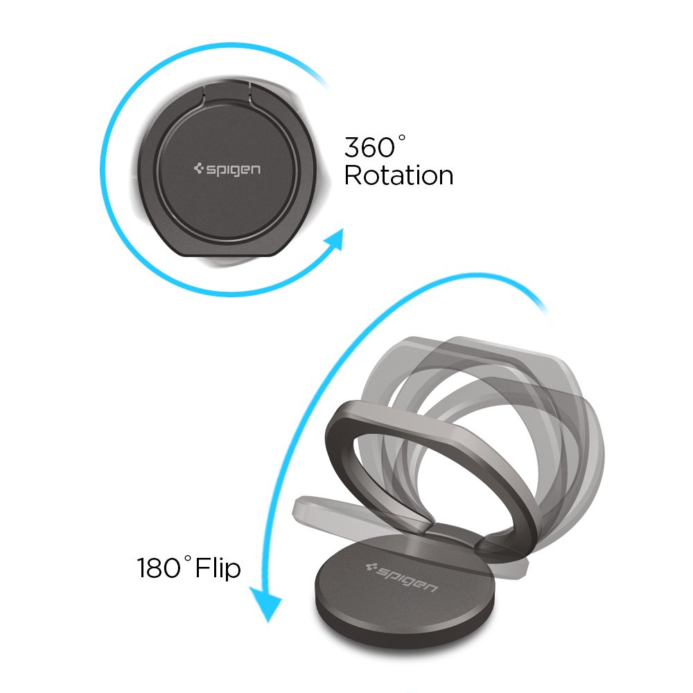 Spigen Style Ring 360 Cell Phone Ring/Phone Grip/Stand/Holder for All Phones and Tablets Compatible with Magnetic Car Mount - Gun Metal