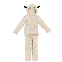 Little Kids Boy Girl Sheep Costume Set Fuzzy Long Sleeve Crewneck Tops +Pants+ Hat + Gloves + Socks 5Pcs X-max Cosplay