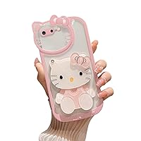 for iPhone SE 7 8 Kawaii Hello Kitty Pink Cute Cartoon Phone Case,with Mirror Stylish Cute Girls Phone Case for iPhone SE 7 8 4.7inch Pink