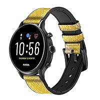 CA0416 Yellow Snake Skin Graphic Printed Leather & Silicone Smart Watch Band Strap for Fossil Mens Gen 5E 5 4 Sport, Hybrid Smartwatch HR Neutra, Collider, Womens Gen 5 Size (22mm)