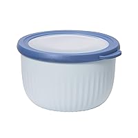 Prep, Store & Serve Plastic Bowl w/See-Thru Lid- Dishwasher, Microwave & Freezer Safe, (1.4 qt) Blue w/Dk Blue Lid