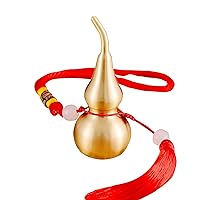 Hanging Decoration Good Luck Wu Lou Gourd,with Tassel for Housewarming Statue Charm Amulet Home Decor,3.18 inch Tall,Full Brass, Hu Lu Bring You Wealth Peaceful, Safty, Healthy,Success