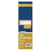 Adams 1-Part Gift Certificates with Stub, 3-1/4