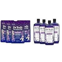 Dr Teal's Sleep Soak & Foaming Bath Bundle with Epsom Salt, Melatonin & Lavender, 3 lb & 34 fl oz (Pack of 4)