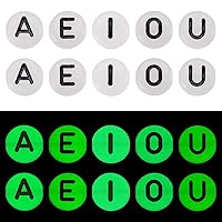 500pcs Glow in The Dark Vowel Letter Beads 7mm Luminous Flat Round Acrylic Letter Beads with A E I O U for Name Friendship Bracelet Necklace Keychain Jewelry Making