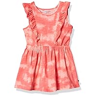 CHEROKEE Girls' Toddler Tie Dye Dress with Ruffle Pompom, Pink, 24M